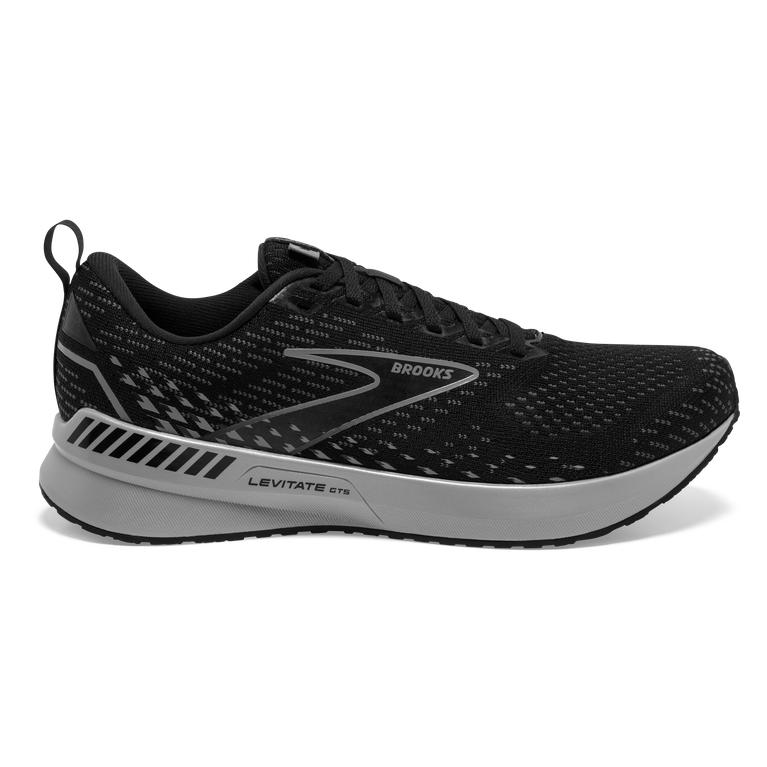 Brooks Levitate GTS 5 Springy Road Running Shoes - Men's - Black/Ebony/Grey/Charcoal (15236-ZHDB)